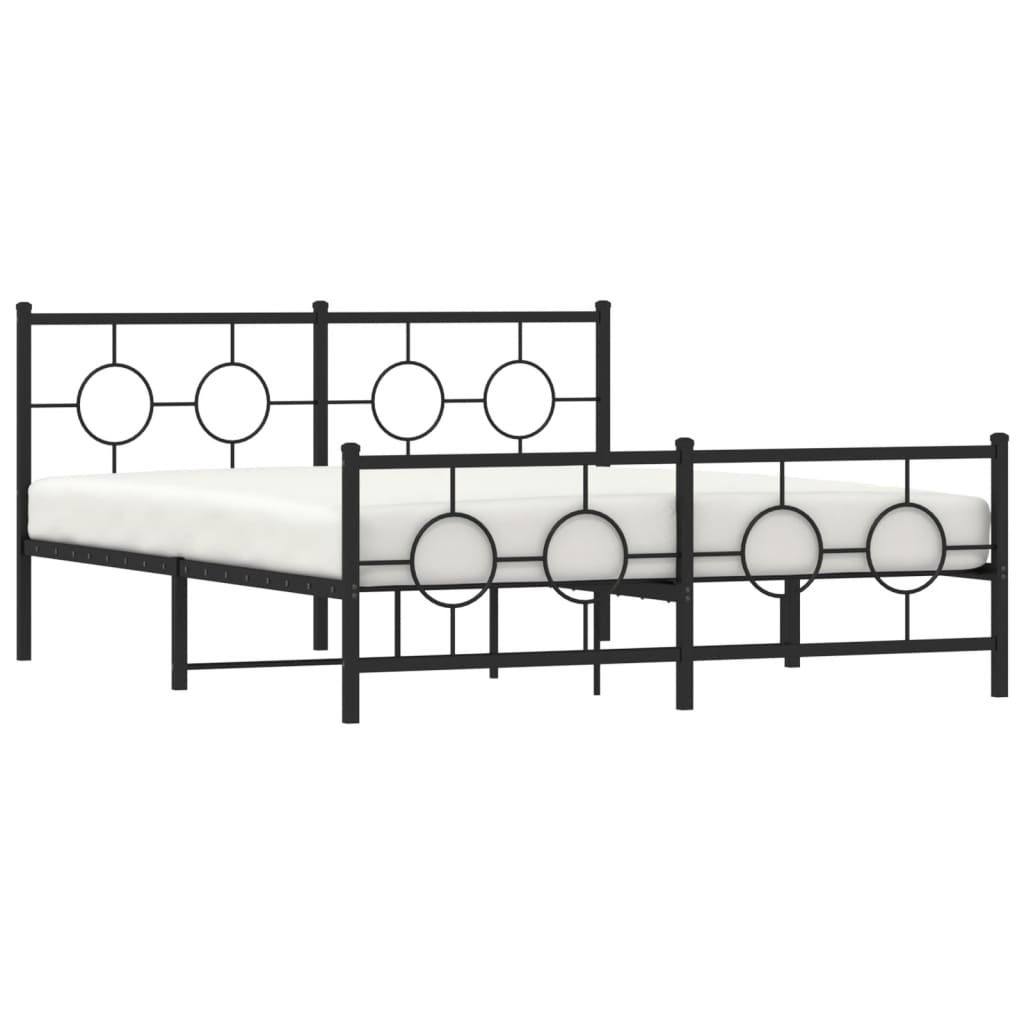 Bedframe met hoofd- en voeteneinde metaal zwart 150x200 cm is nu te koop bij PeponiXL, paradijselijk wonen!