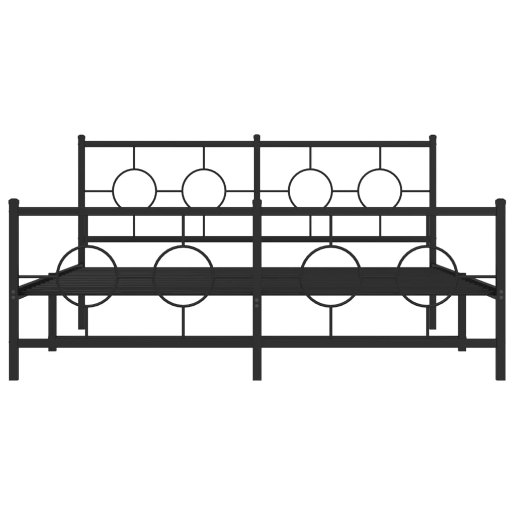 Bedframe met hoofd- en voeteneinde metaal zwart 150x200 cm is nu te koop bij PeponiXL, paradijselijk wonen!