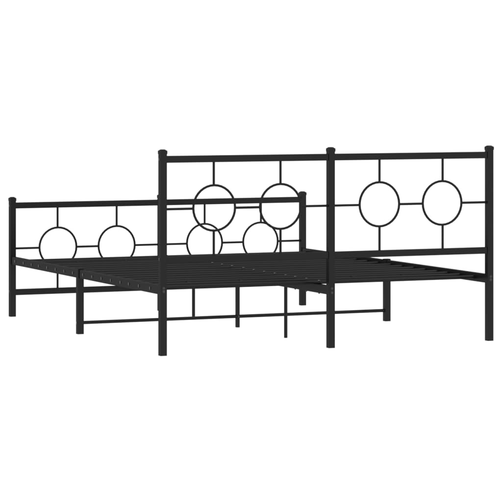 Bedframe met hoofd- en voeteneinde metaal zwart 150x200 cm is nu te koop bij PeponiXL, paradijselijk wonen!