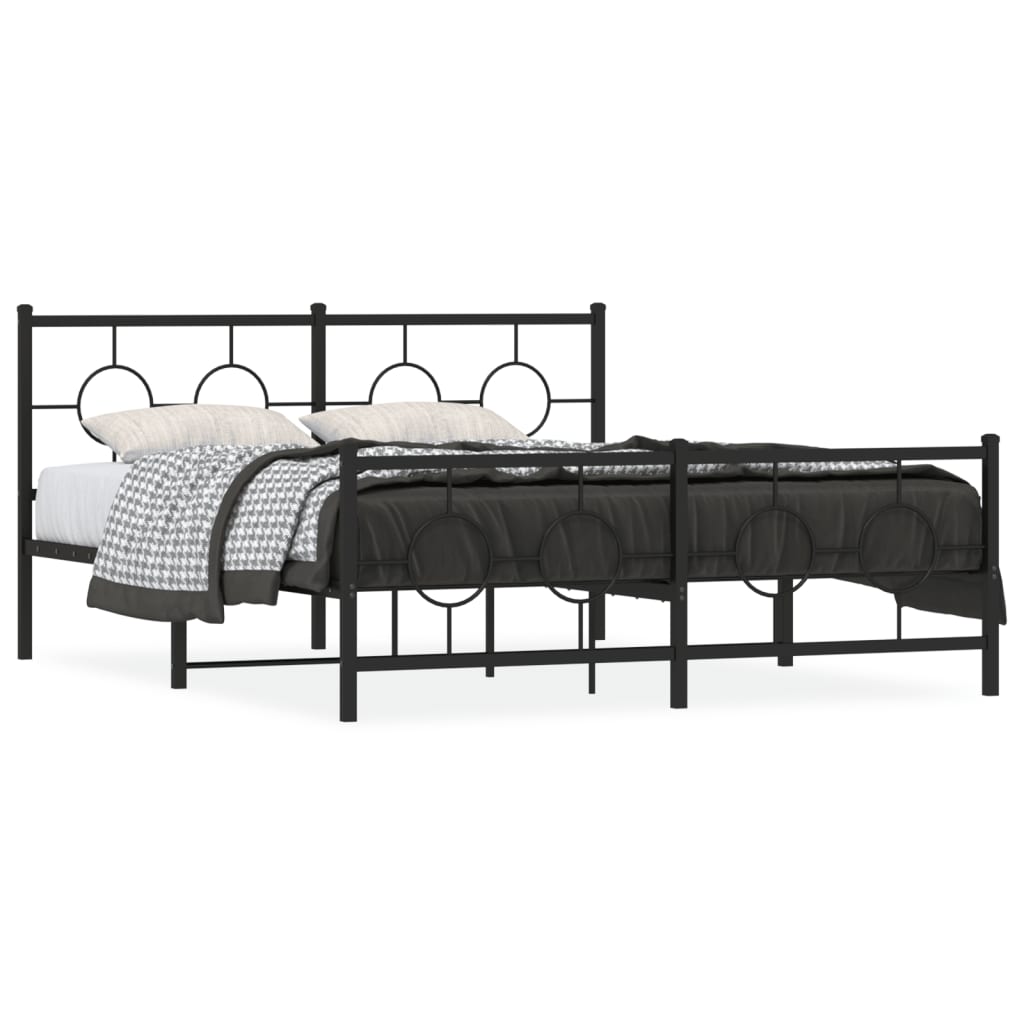 Bedframe met hoofd- en voeteneinde metaal zwart 150x200 cm is nu te koop bij PeponiXL, paradijselijk wonen!
