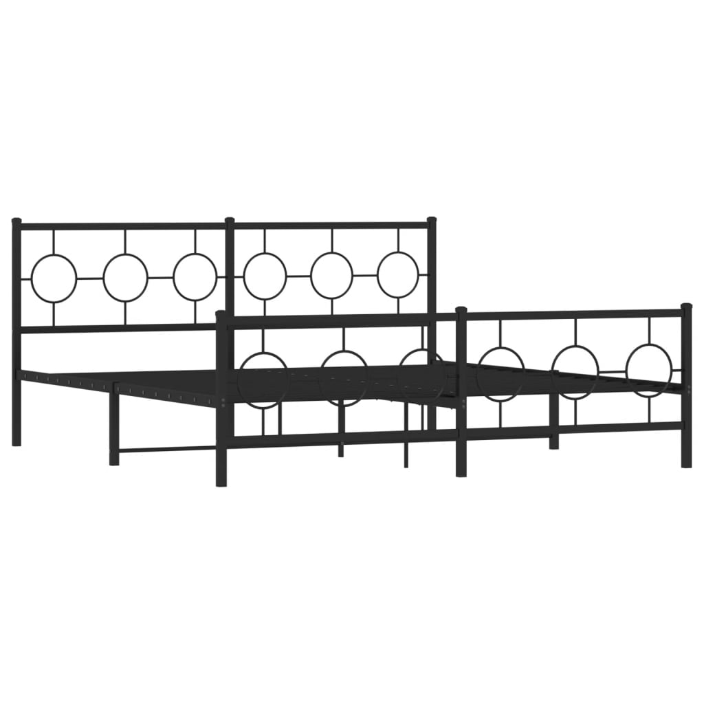Bedframe met hoofd- en voeteneinde metaal zwart 183x213 cm is nu te koop bij PeponiXL, paradijselijk wonen!