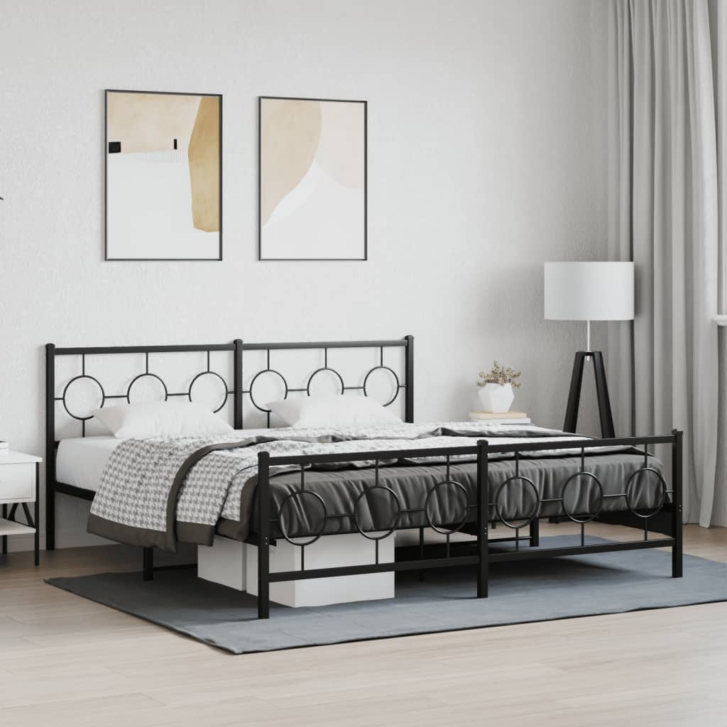 Bedframe met hoofd- en voeteneinde metaal zwart 183x213 cm is nu te koop bij PeponiXL, paradijselijk wonen!