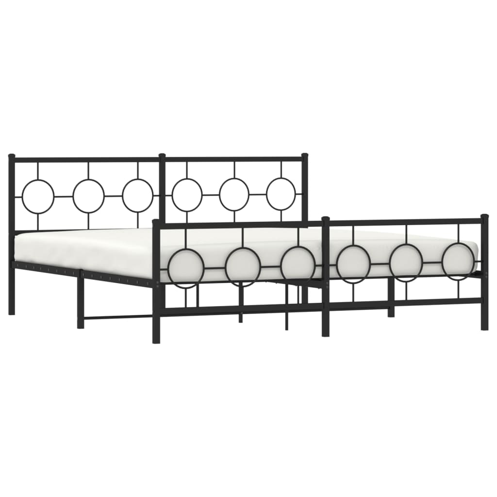 Bedframe met hoofd- en voeteneinde metaal zwart 183x213 cm is nu te koop bij PeponiXL, paradijselijk wonen!