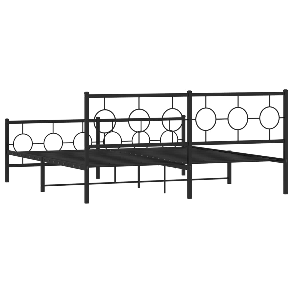 Bedframe met hoofd- en voeteneinde metaal zwart 183x213 cm is nu te koop bij PeponiXL, paradijselijk wonen!