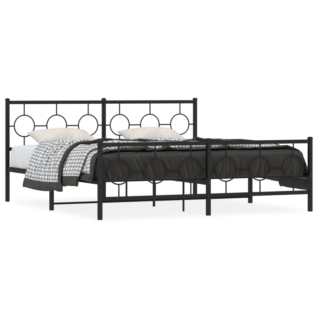 Bedframe met hoofd- en voeteneinde metaal zwart 183x213 cm is nu te koop bij PeponiXL, paradijselijk wonen!