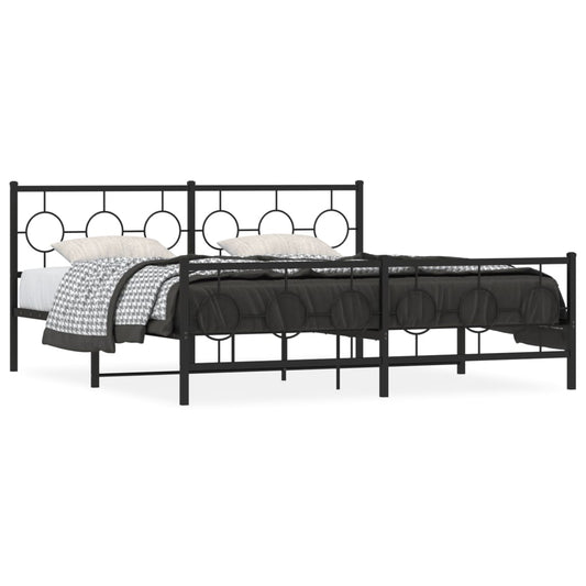 Bedframe met hoofd- en voeteneinde metaal zwart 183x213 cm is nu te koop bij PeponiXL, paradijselijk wonen!