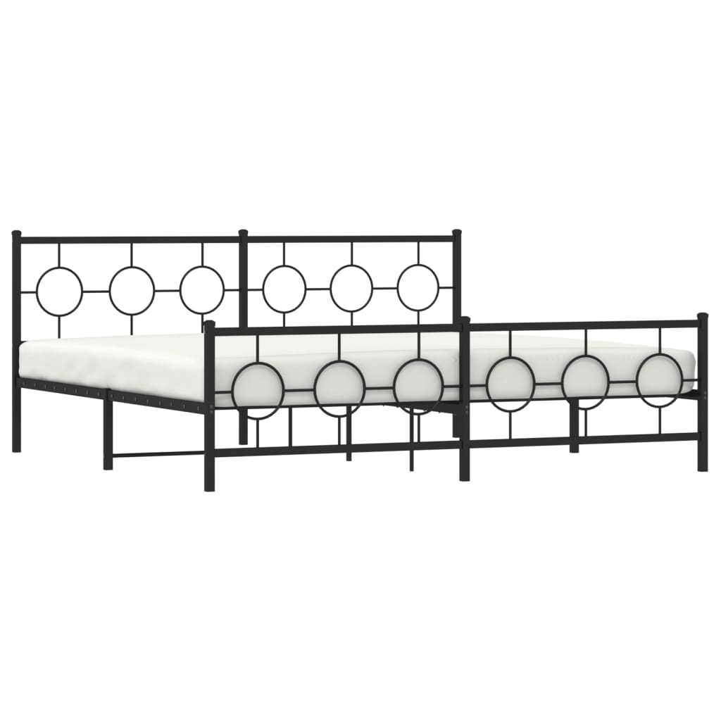 Bedframe met hoofd- en voeteneinde metaal zwart 193x203 cm is nu te koop bij PeponiXL, paradijselijk wonen!