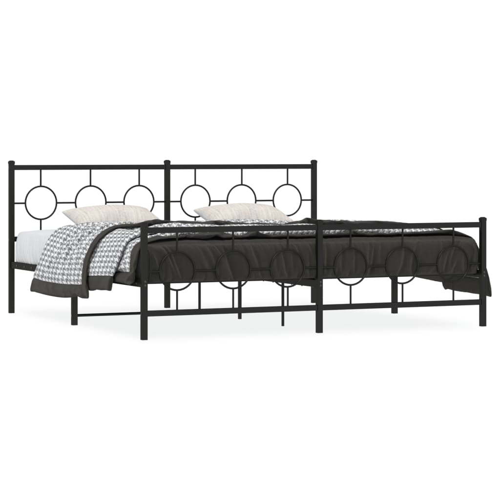 Bedframe met hoofd- en voeteneinde metaal zwart 193x203 cm is nu te koop bij PeponiXL, paradijselijk wonen!