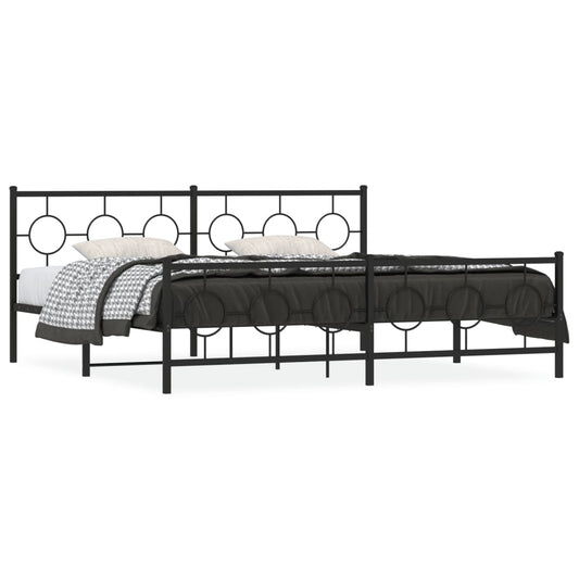Bedframe met hoofd- en voeteneinde metaal zwart 193x203 cm is nu te koop bij PeponiXL, paradijselijk wonen!