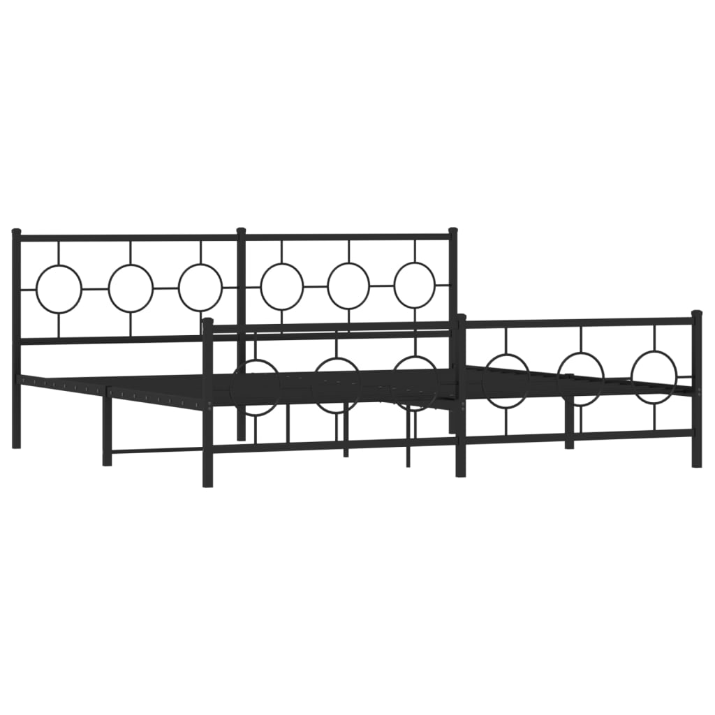 Bedframe met hoofd- en voeteneinde metaal zwart 200x200 cm is nu te koop bij PeponiXL, paradijselijk wonen!