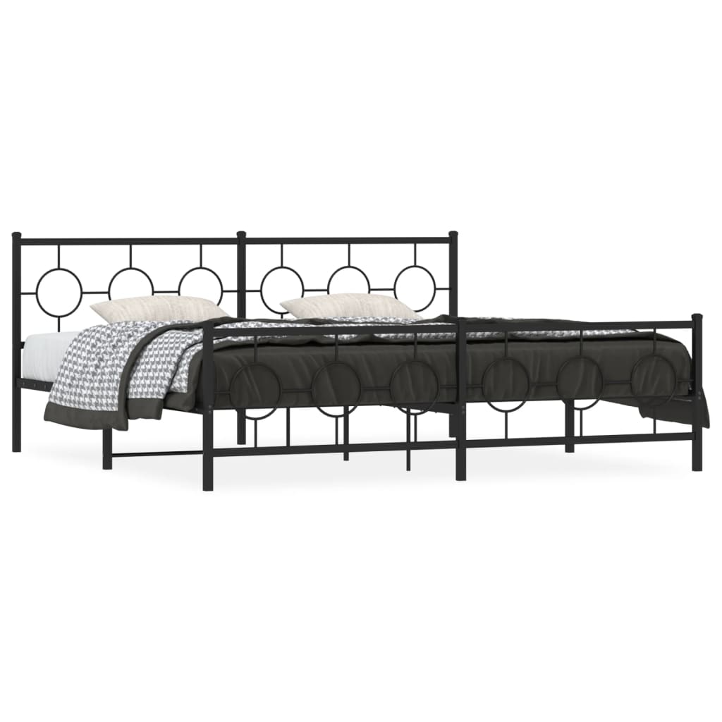 Bedframe met hoofd- en voeteneinde metaal zwart 200x200 cm is nu te koop bij PeponiXL, paradijselijk wonen!