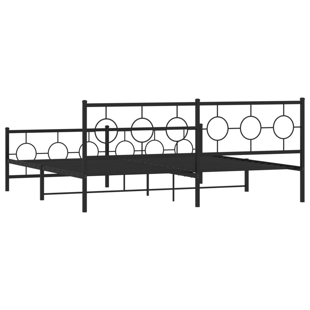 Bedframe met hoofd- en voeteneinde metaal zwart 200x200 cm is nu te koop bij PeponiXL, paradijselijk wonen!