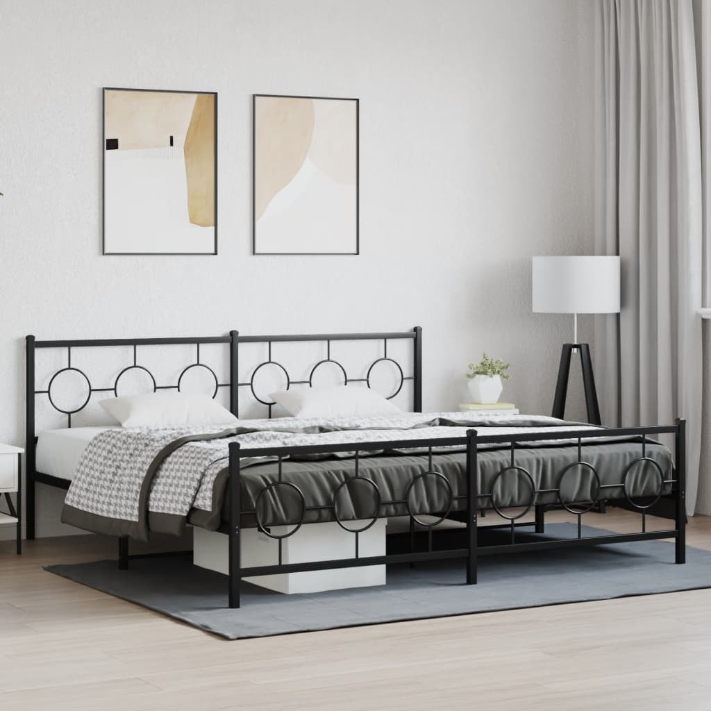 Bedframe met hoofd- en voeteneinde metaal zwart 200x200 cm is nu te koop bij PeponiXL, paradijselijk wonen!