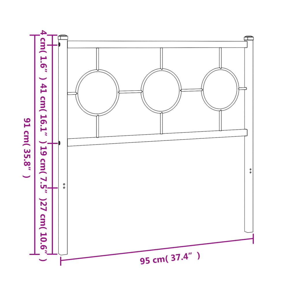 Vervangend hoofdbord 90 cm metaal zwart is nu te koop bij PeponiXL, paradijselijk wonen!