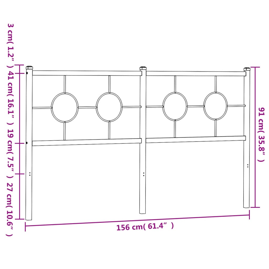 Vervangend hoofdbord 150 cm metaal zwart is nu te koop bij PeponiXL, paradijselijk wonen!