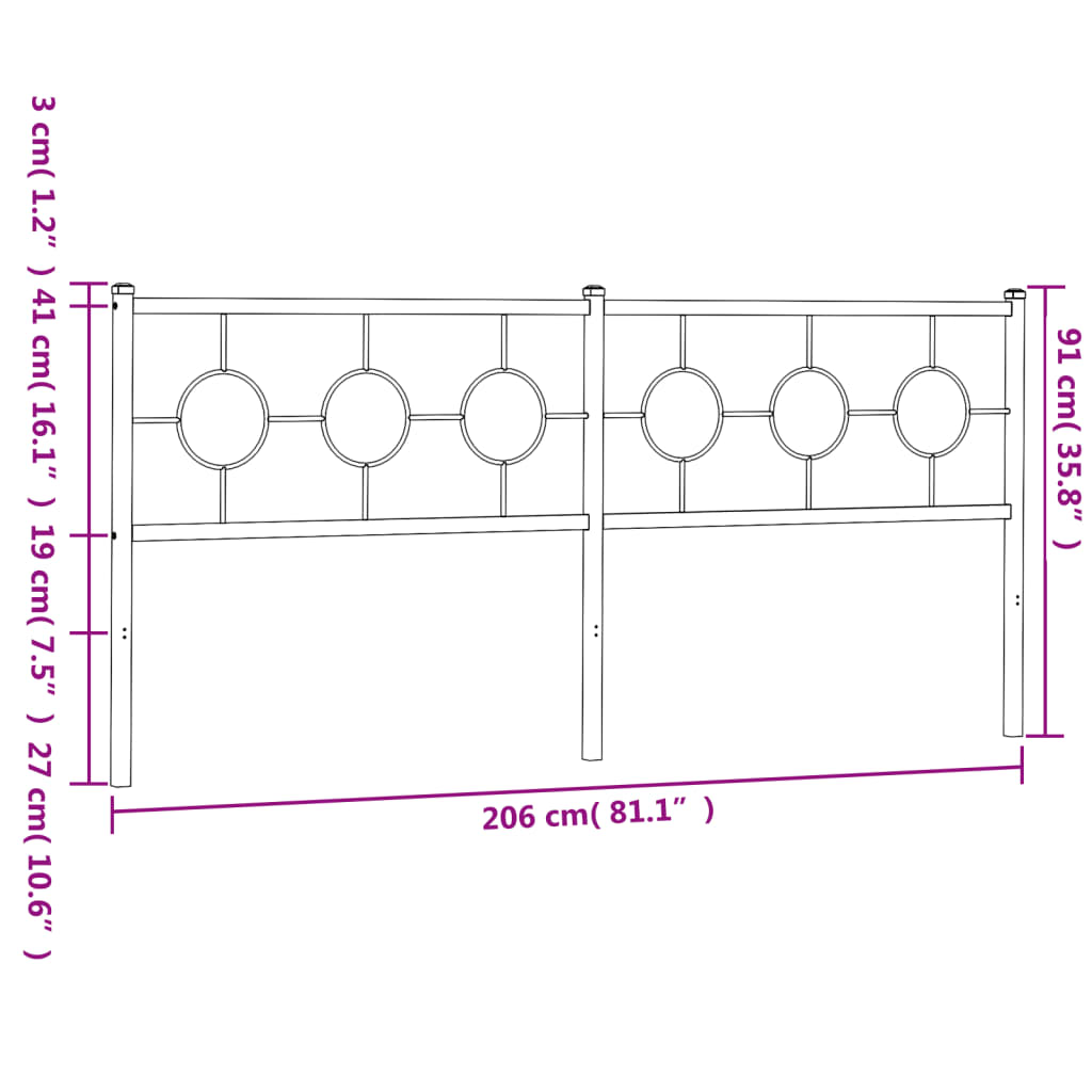 Vervangend hoofdbord 200 cm metaal zwart is nu te koop bij PeponiXL, paradijselijk wonen!