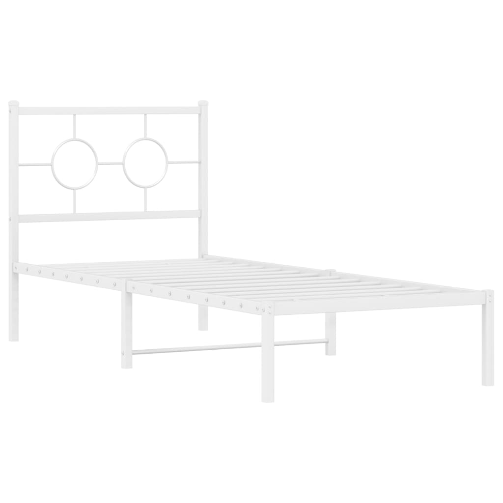 Bedframe met hoofdbord zonder matras metaal wit 75x190 cm is nu te koop bij PeponiXL, paradijselijk wonen!