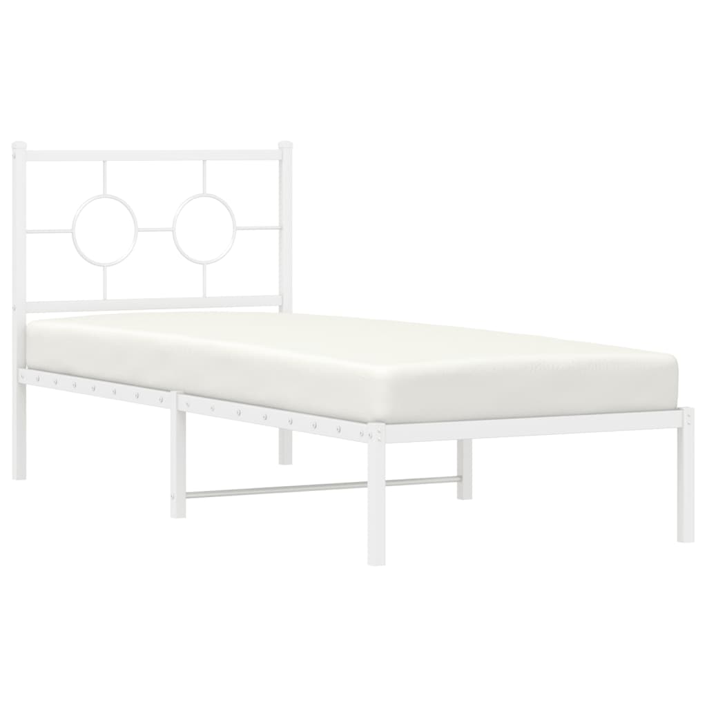 Bedframe met hoofdbord zonder matras metaal wit 75x190 cm is nu te koop bij PeponiXL, paradijselijk wonen!