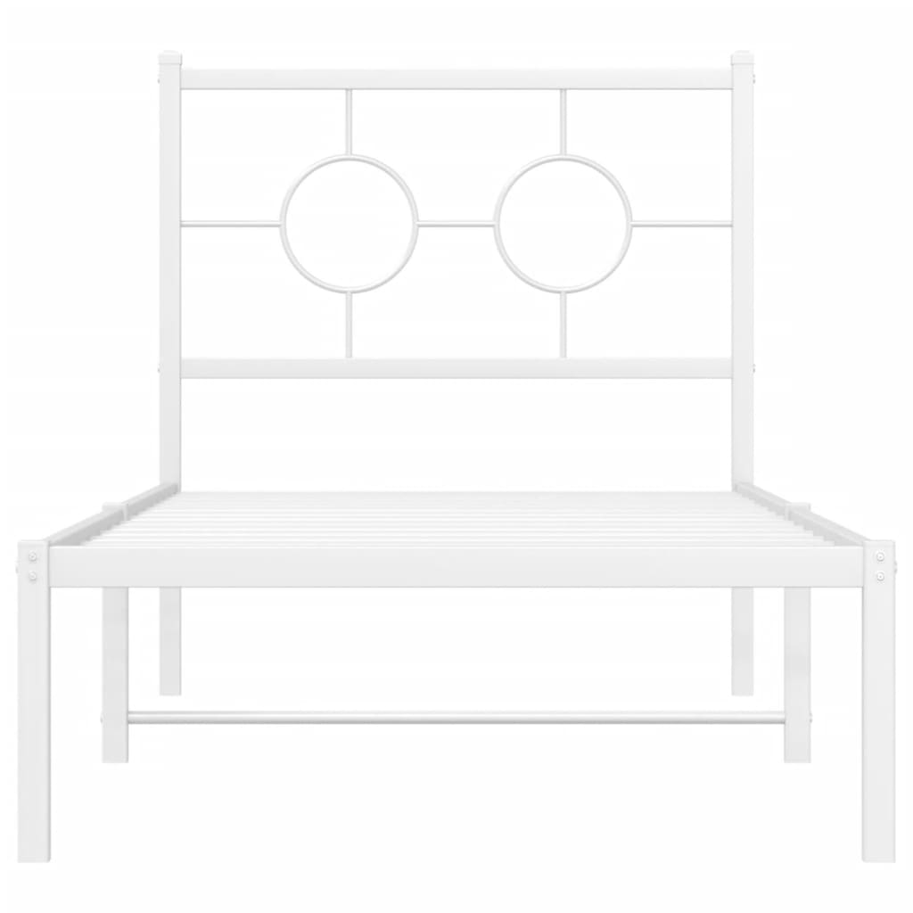 Bedframe met hoofdbord zonder matras metaal wit 75x190 cm is nu te koop bij PeponiXL, paradijselijk wonen!