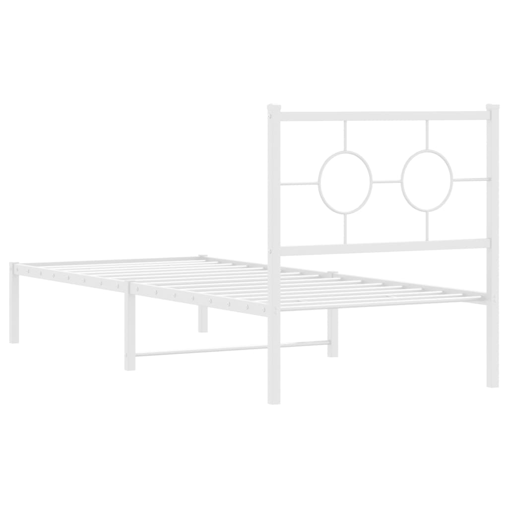 Bedframe met hoofdbord zonder matras metaal wit 75x190 cm is nu te koop bij PeponiXL, paradijselijk wonen!