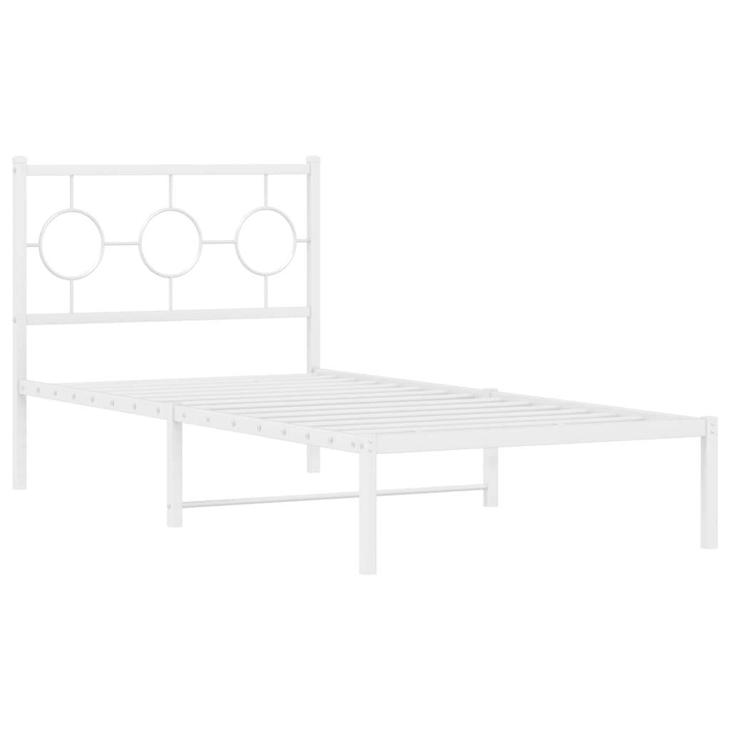 Bedframe met hoofdbord metaal wit 90x200 cm is nu te koop bij PeponiXL, paradijselijk wonen!