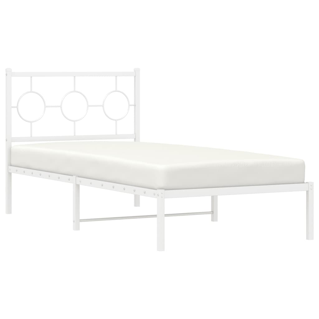 Bedframe met hoofdbord metaal wit 90x200 cm is nu te koop bij PeponiXL, paradijselijk wonen!