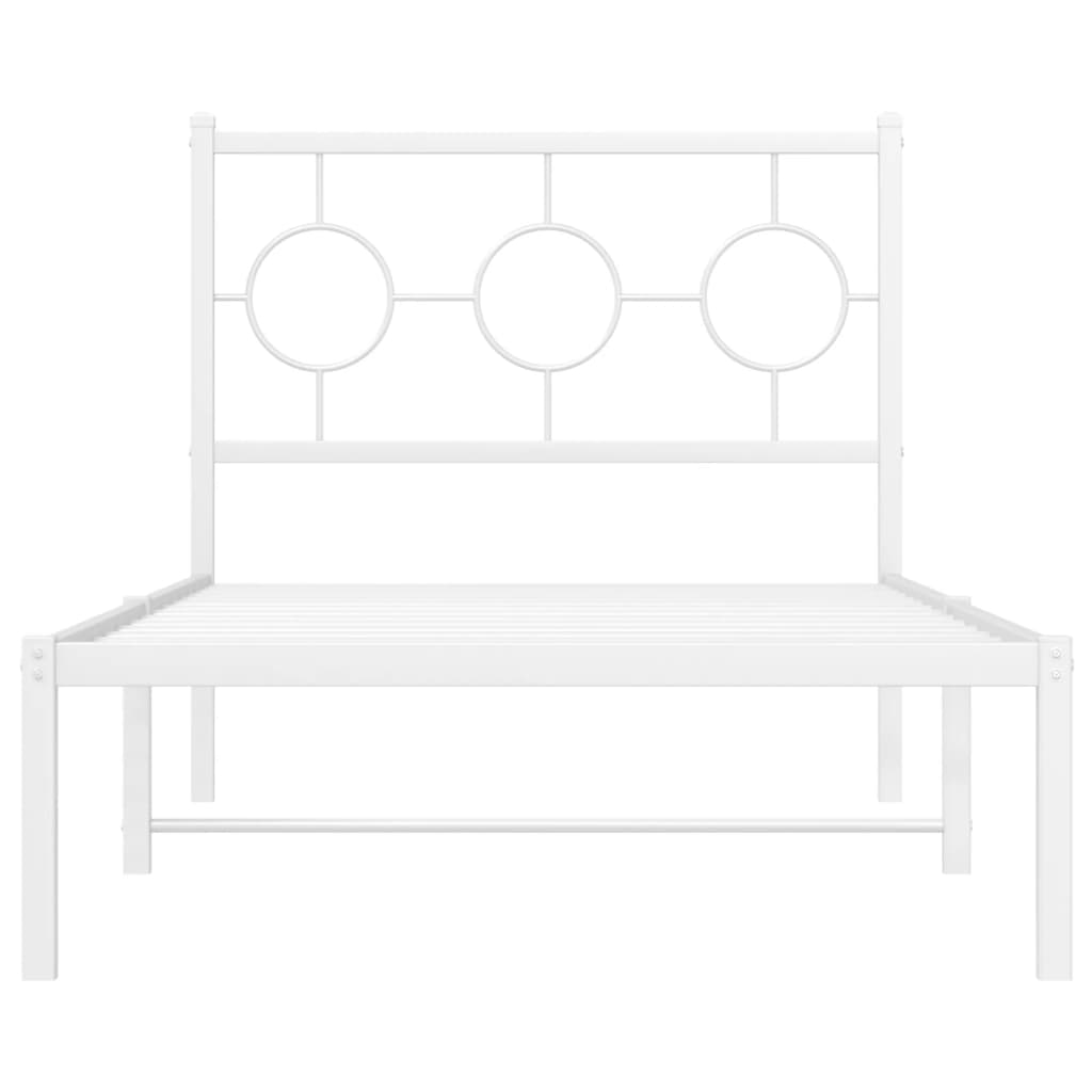 Bedframe met hoofdbord metaal wit 90x200 cm is nu te koop bij PeponiXL, paradijselijk wonen!