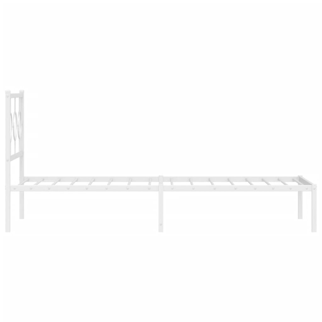 Bedframe met hoofdbord metaal wit 90x200 cm is nu te koop bij PeponiXL, paradijselijk wonen!