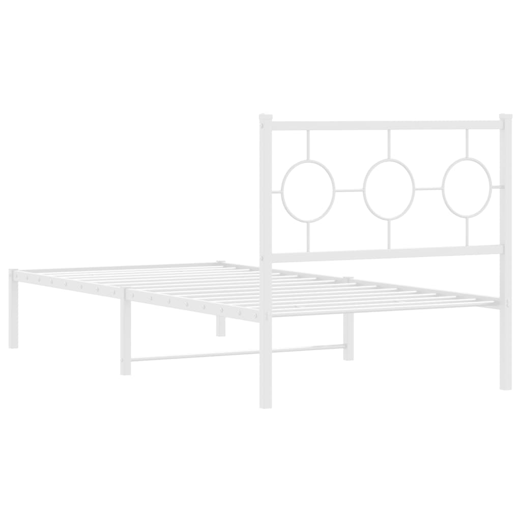 Bedframe met hoofdbord metaal wit 90x200 cm is nu te koop bij PeponiXL, paradijselijk wonen!
