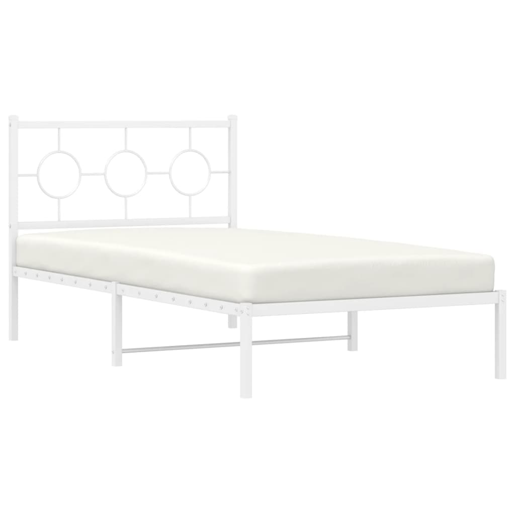 Bedframe met hoofdbord metaal wit 100x190 cm is nu te koop bij PeponiXL, paradijselijk wonen!