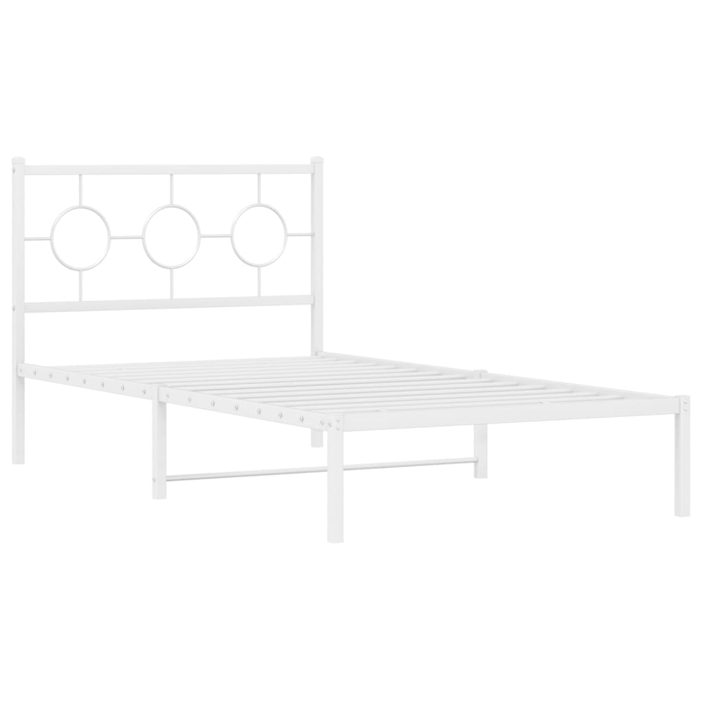 Bedframe met hoofdbord metaal wit 100x200 cm is nu te koop bij PeponiXL, paradijselijk wonen!