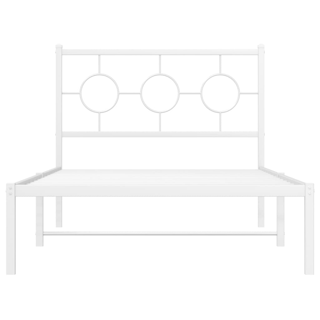Bedframe met hoofdbord metaal wit 100x200 cm is nu te koop bij PeponiXL, paradijselijk wonen!