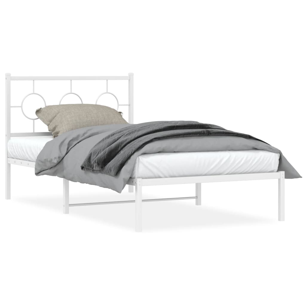 Bedframe met hoofdbord metaal wit 100x200 cm is nu te koop bij PeponiXL, paradijselijk wonen!