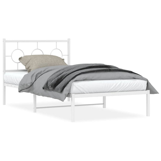 Bedframe met hoofdbord metaal wit 100x200 cm is nu te koop bij PeponiXL, paradijselijk wonen!