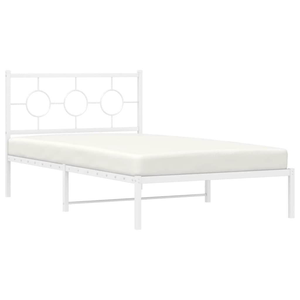 Bedframe met hoofdbord metaal wit 107x203 cm is nu te koop bij PeponiXL, paradijselijk wonen!