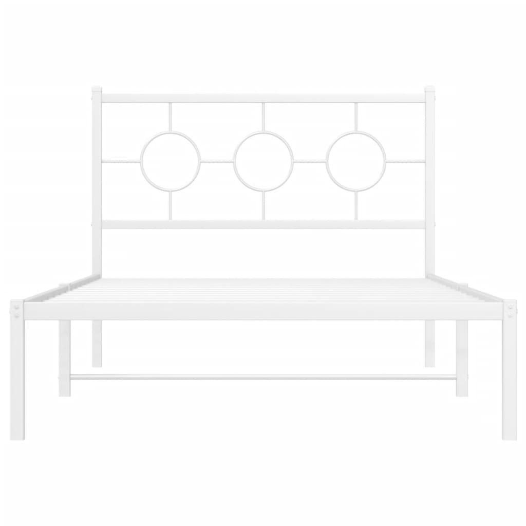 Bedframe met hoofdbord metaal wit 107x203 cm is nu te koop bij PeponiXL, paradijselijk wonen!