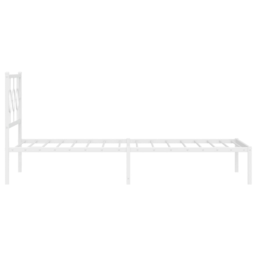 Bedframe met hoofdbord metaal wit 107x203 cm is nu te koop bij PeponiXL, paradijselijk wonen!