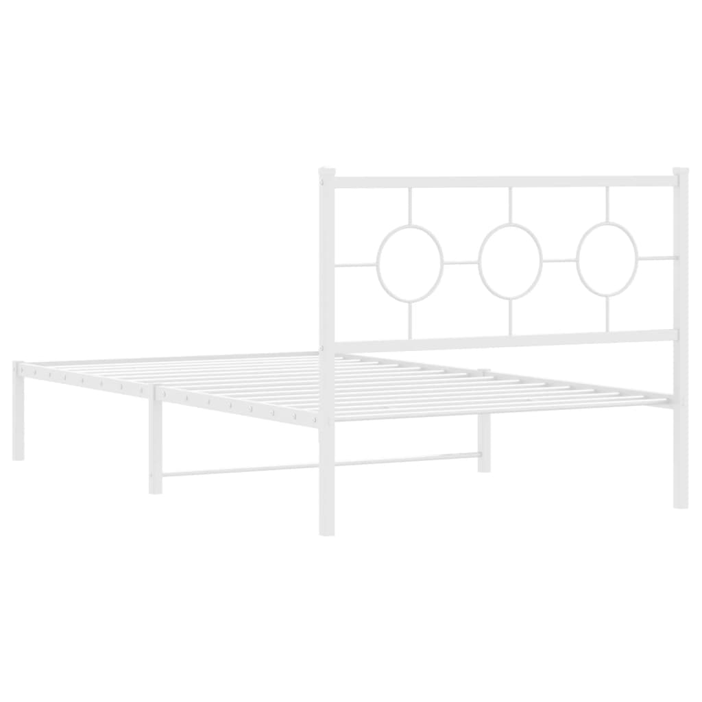 Bedframe met hoofdbord metaal wit 107x203 cm is nu te koop bij PeponiXL, paradijselijk wonen!