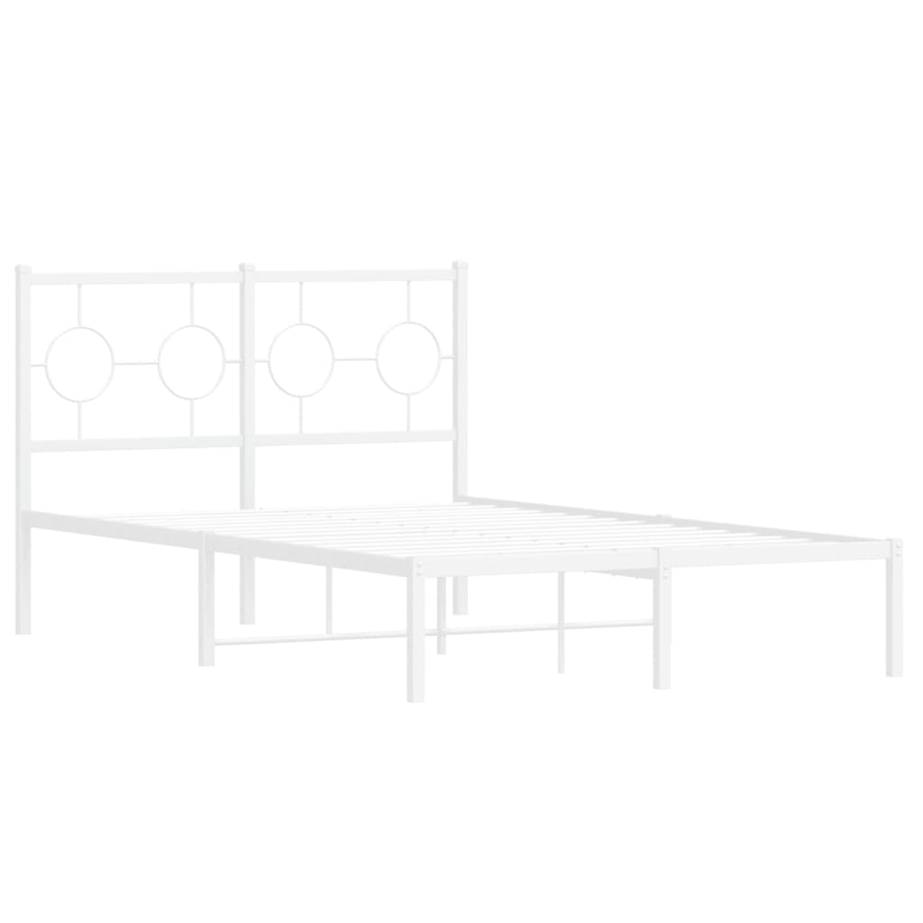 Bedframe met hoofdbord metaal wit 120x190 cm is nu te koop bij PeponiXL, paradijselijk wonen!