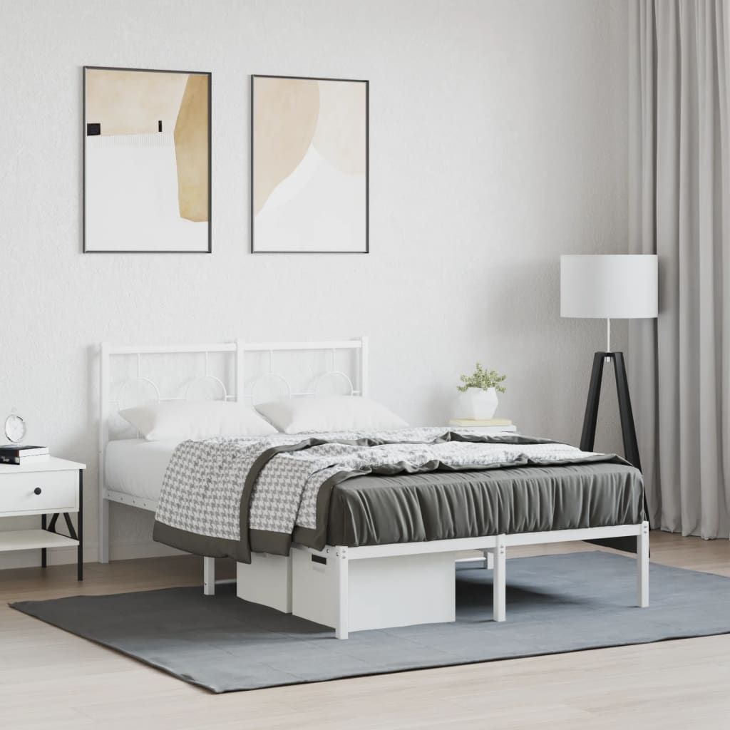 Bedframe met hoofdbord metaal wit 120x190 cm is nu te koop bij PeponiXL, paradijselijk wonen!
