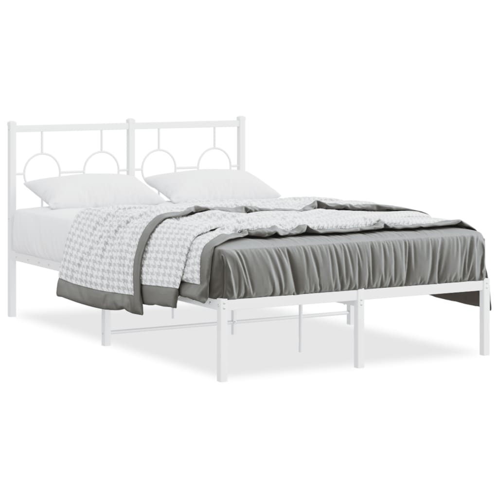 Bedframe met hoofdbord metaal wit 120x190 cm is nu te koop bij PeponiXL, paradijselijk wonen!