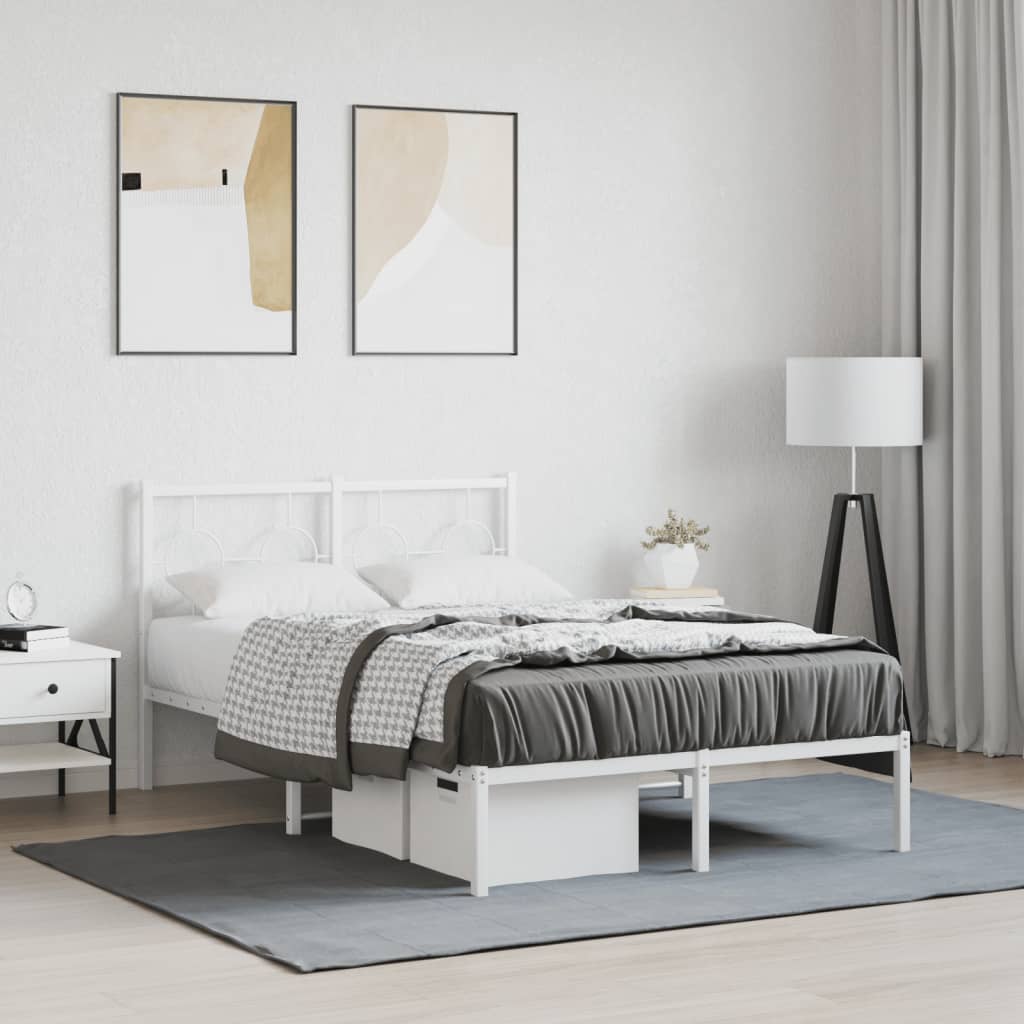 Bedframe met hoofdbord metaal wit 120x200 cm is nu te koop bij PeponiXL, paradijselijk wonen!