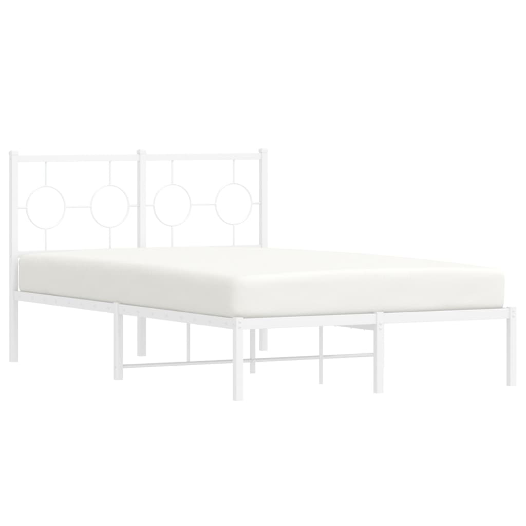 Bedframe met hoofdbord metaal wit 120x200 cm is nu te koop bij PeponiXL, paradijselijk wonen!