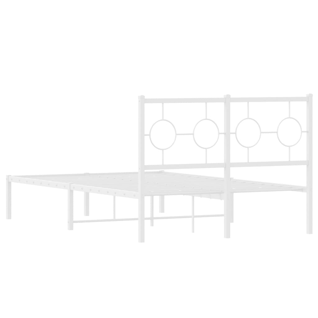 Bedframe met hoofdbord metaal wit 120x200 cm is nu te koop bij PeponiXL, paradijselijk wonen!