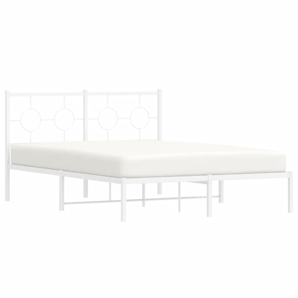 Bedframe met hoofdbord metaal wit 135x190 cm is nu te koop bij PeponiXL, paradijselijk wonen!