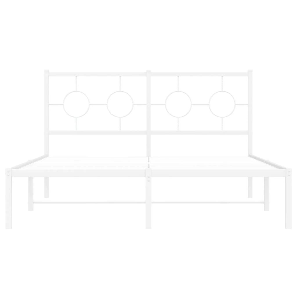 Bedframe met hoofdbord metaal wit 135x190 cm is nu te koop bij PeponiXL, paradijselijk wonen!