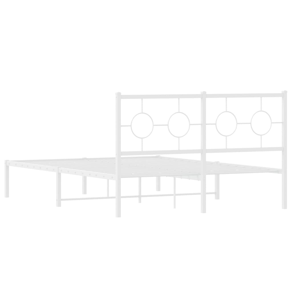 Bedframe met hoofdbord metaal wit 135x190 cm is nu te koop bij PeponiXL, paradijselijk wonen!