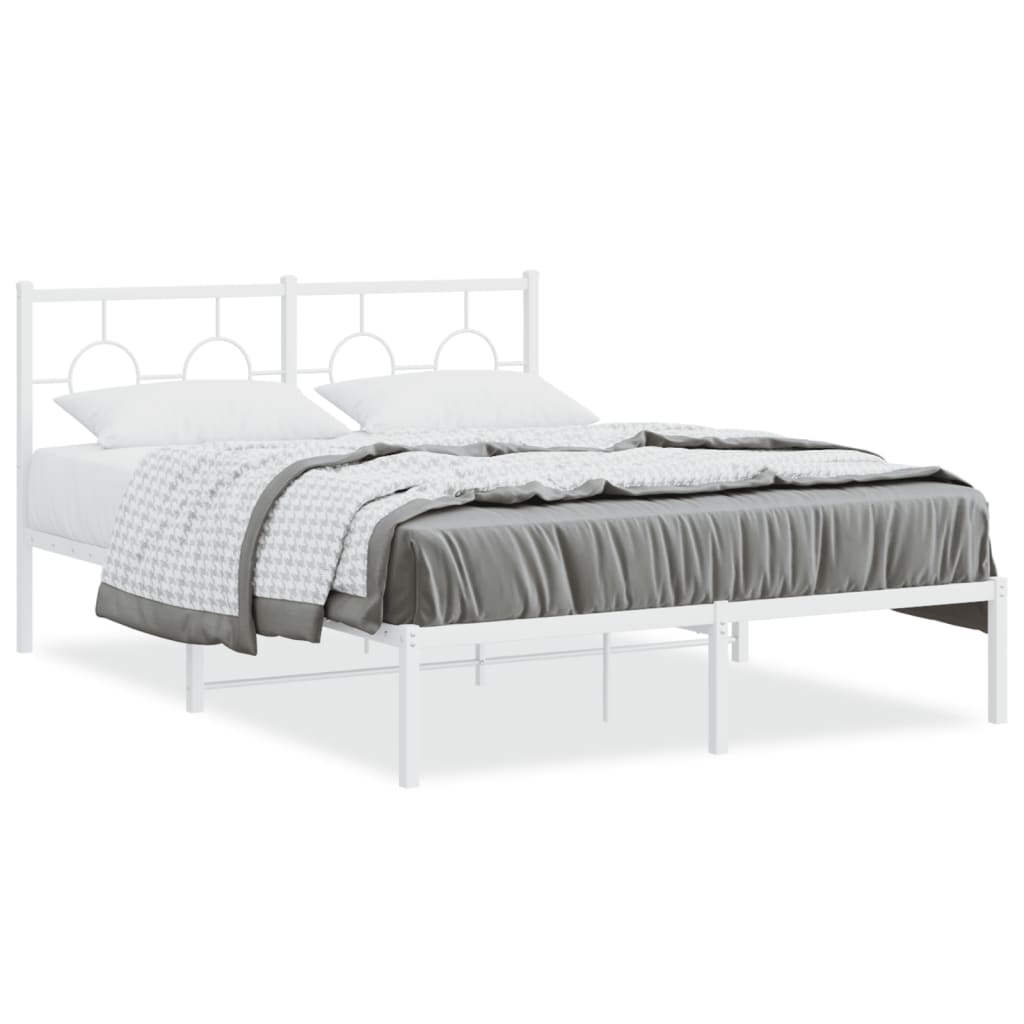 Bedframe met hoofdbord metaal wit 135x190 cm is nu te koop bij PeponiXL, paradijselijk wonen!