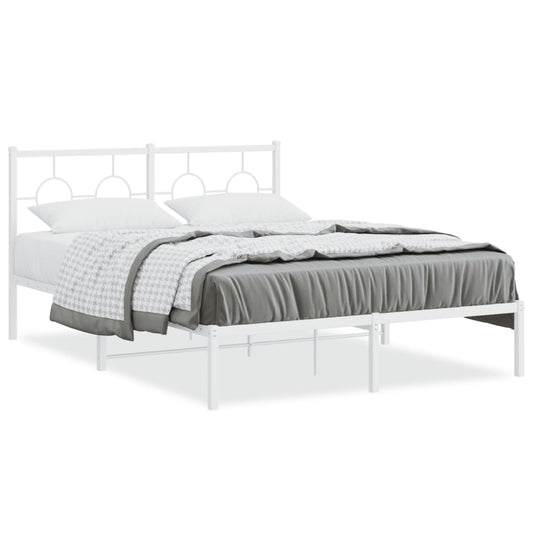 Bedframe met hoofdbord metaal wit 135x190 cm is nu te koop bij PeponiXL, paradijselijk wonen!