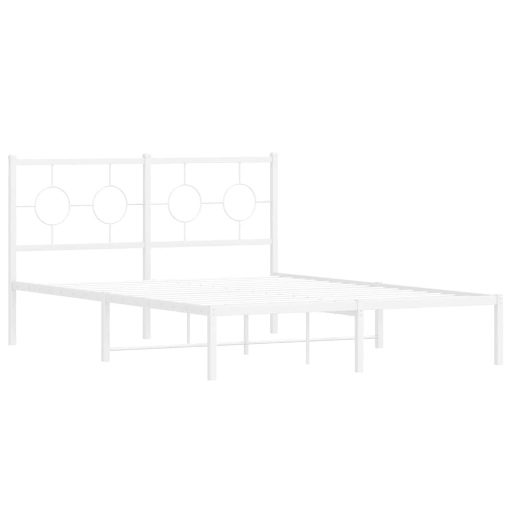 Bedframe met hoofdbord metaal wit 140x190 cm is nu te koop bij PeponiXL, paradijselijk wonen!